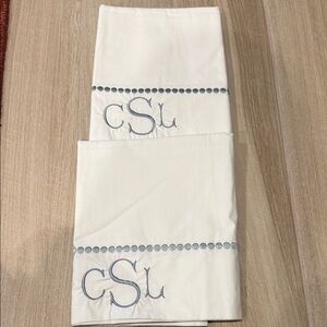 Pottery Barn set of 2 monogrammed pillow cases in King NEW